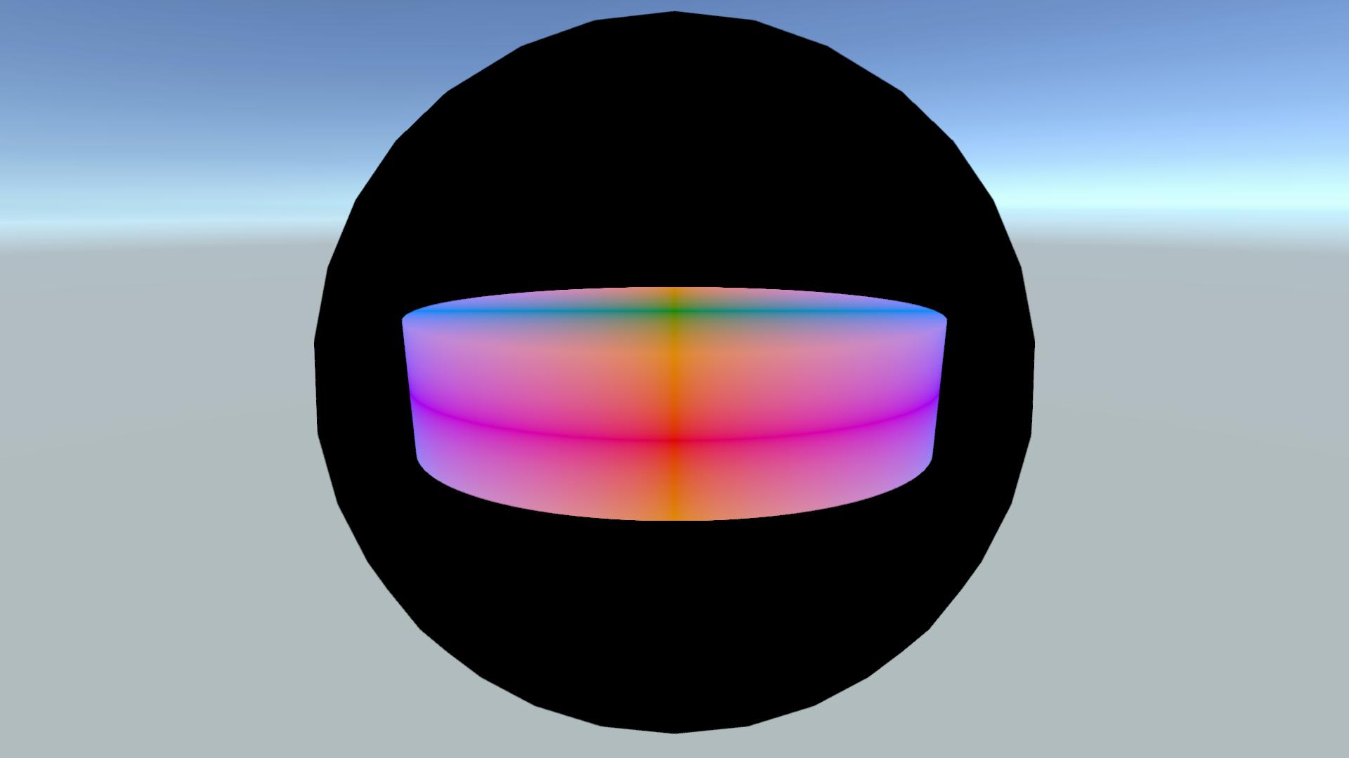 Capped cylinder on a 50 scale sphere object with parameters \(s_x = 15\), \(s_y = 10\), \(s_z = 20\) and distance scale = 20
