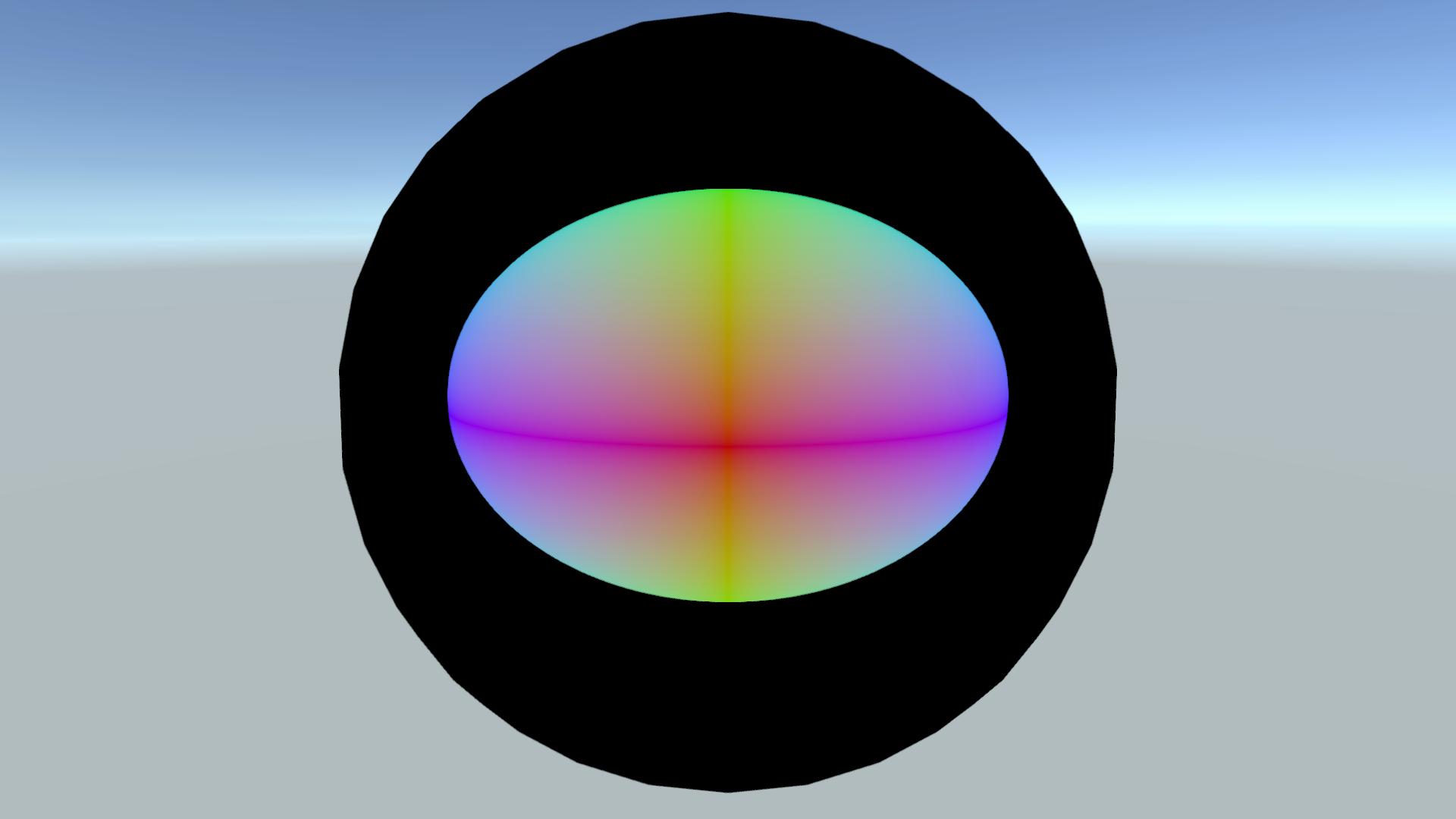 Ellipsoid on a 50 scale sphere object with parameters \(s_x = 10\), \(s_y = 15\), \(s_z = 20\) and distance scale = 20