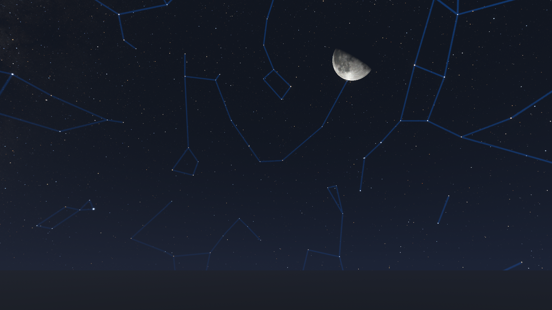 The night sky with constellations, Ursa Minor can be seen at the top.
