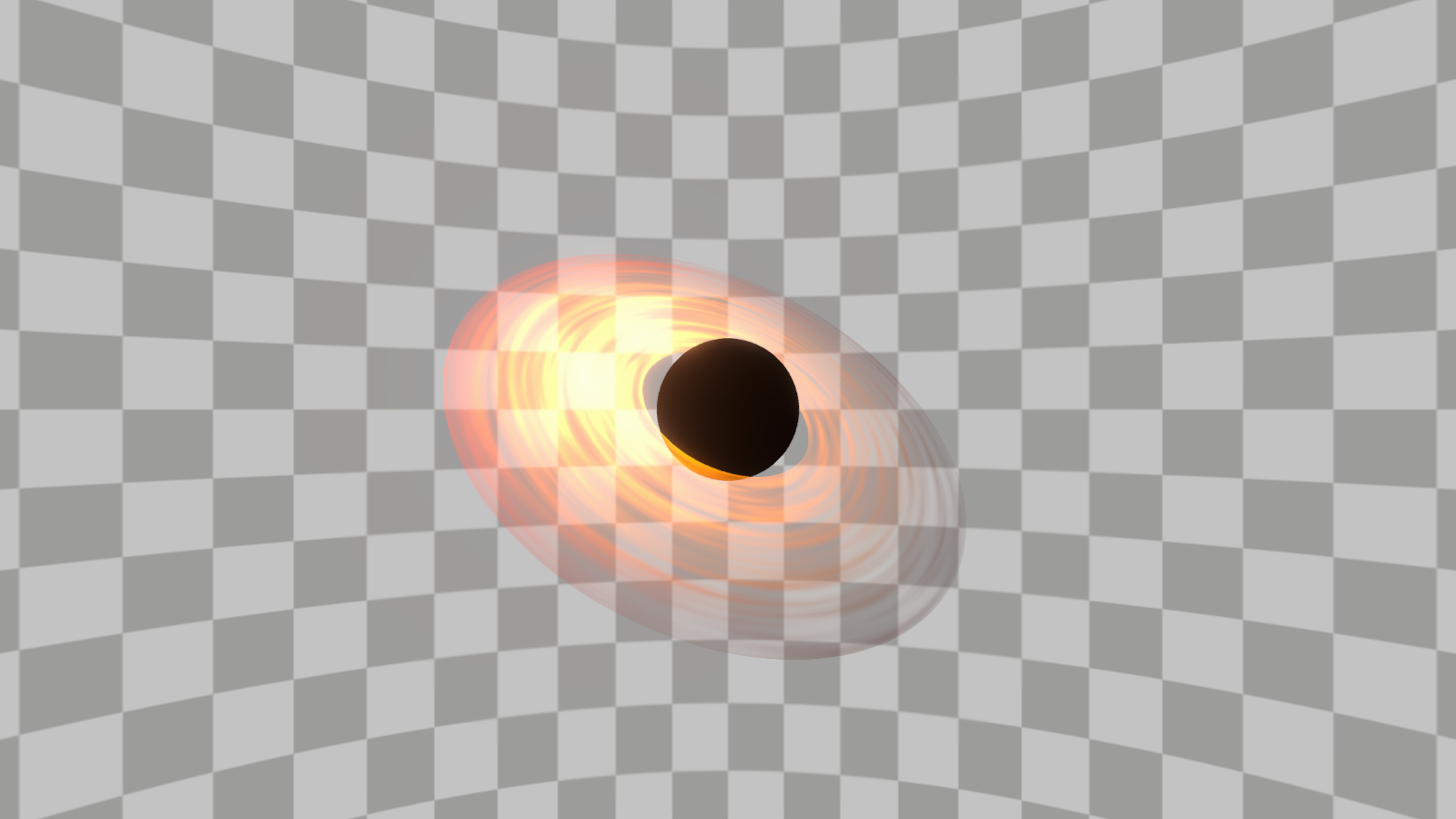 Still image of the black hole and accretion disc. <b>_SSRadius</b> set to 0.2.
