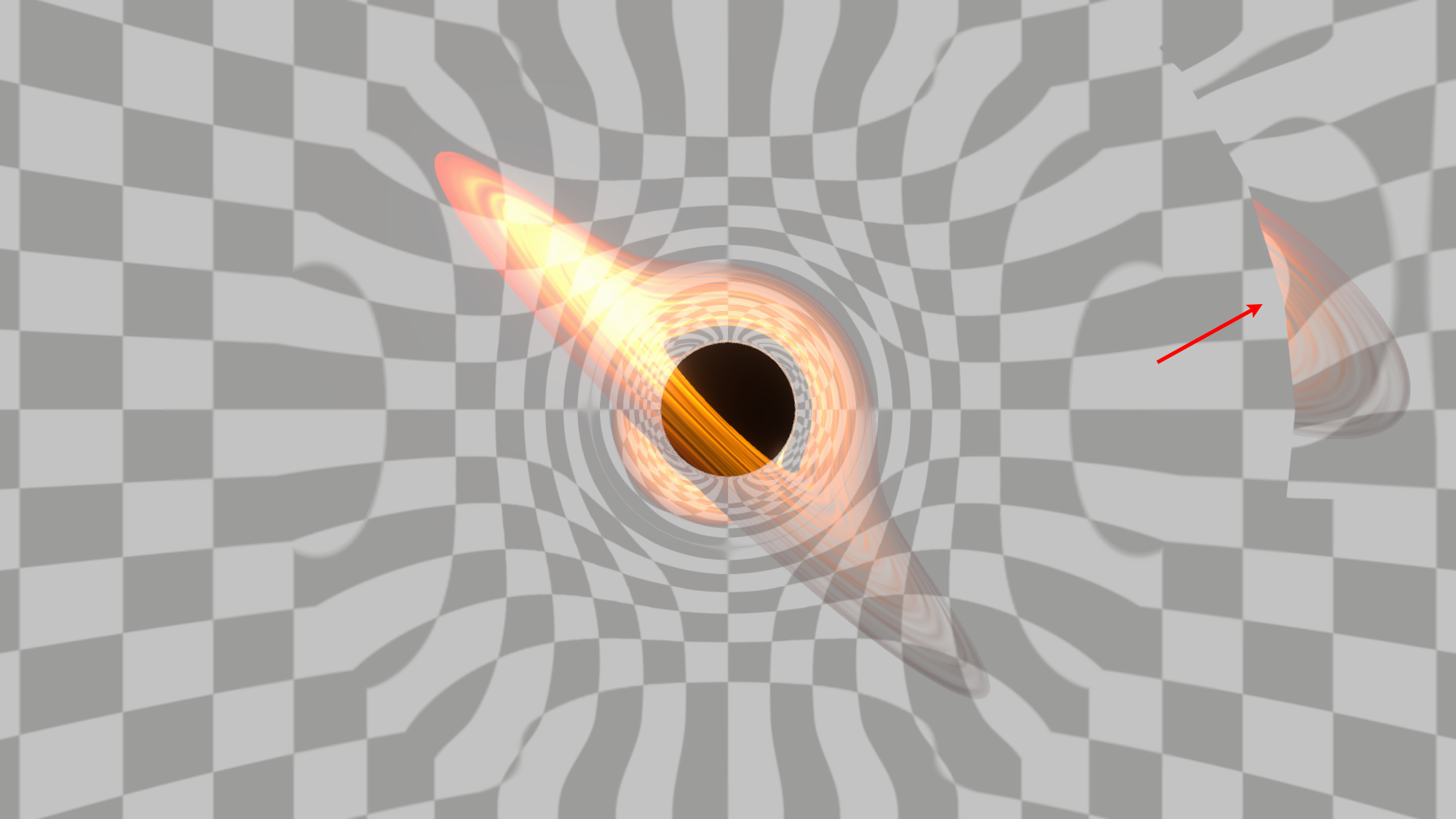 The second black hole you see to the right is clipped by the first.